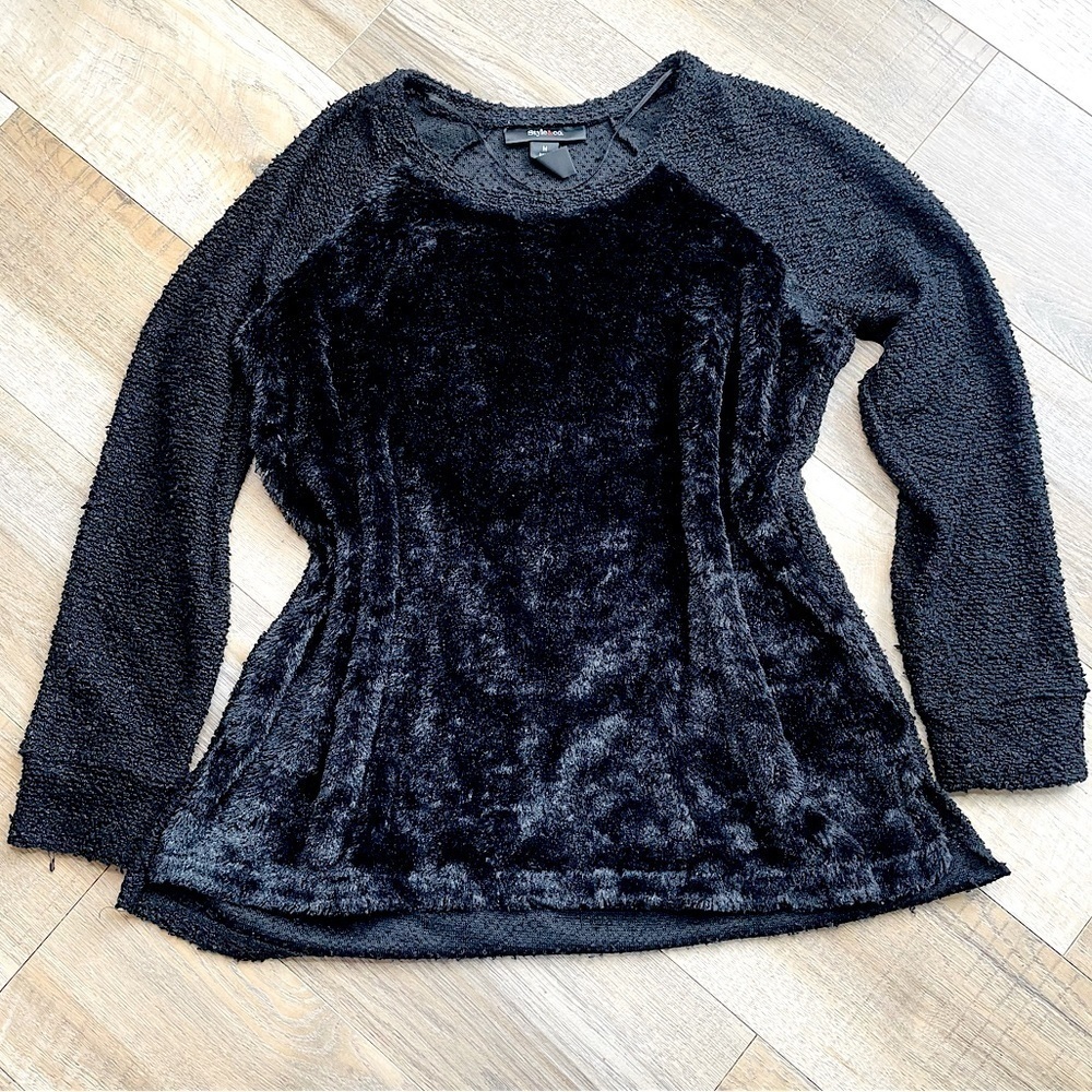 Style & Co. Mixed Media Faux Fur Sweater